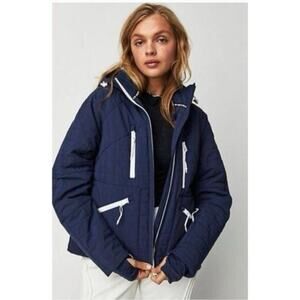Free People All Prepped Short Parka Jacket XS NWT Navy